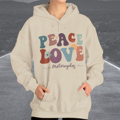 Ladies Retro Peace Love Motorcycles Hooded Sweatshirt