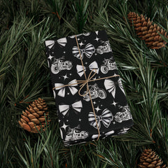 Motorcycles and Bows Black Gift Wrapping Paper