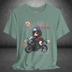 Sassy Motorcycle Girl Crew Neck TShirt