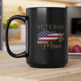 American Veteran Mom Black Coffee Mug, 15oz