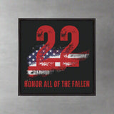 Patch with '22 Honor All of the Fallen' text and American flag design on a black background