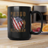 Proud American Veteran Black Coffee Mug, 15oz