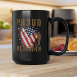 Proud American Veteran Black Coffee Mug, 15oz