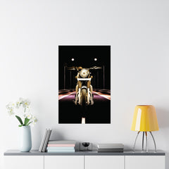 Vintage Night Scene Motorycle Poster