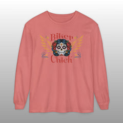 Biker Chick Day of the Dead Long Sleeve TShirt
