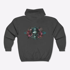 Vintage Pirate Skull Crossbones Zipper Hoodie
