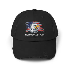 Motorcyclist Map Eagle Distress Dad Hat