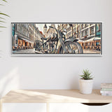 European City Motorcycle Abtract Sketch Framed Canvas Print