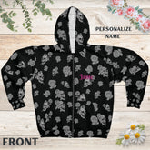 Womans Skull & Rose Customized Zipper Hoodie