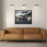 Futuristic Ryker Motorcycle Framed Canvas Art