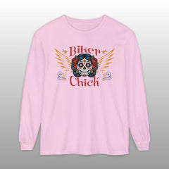 Biker Chick Day of the Dead Long Sleeve TShirt