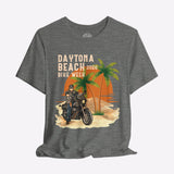 Gray t-shirt with Daytona Beach Bike Week 2026 graphic on a gray background