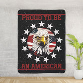 Proud to be an American Sherpa Eagle Flag Blanket (black)