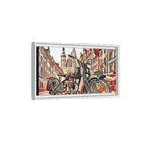 European City Motorcycle Abstract Framed Canvas Art