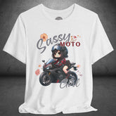 Sassy Motorcycle Girl Crew Neck TShirt