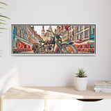 European City Motorcycle Abstract Framed Canvas Art