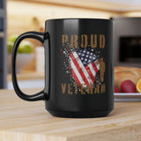 Proud American Veteran Black Coffee Mug, 15oz
