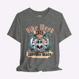 Gray t-shirt with 'Bike Week 2026 Daytona Beach' graphic design on a gray background