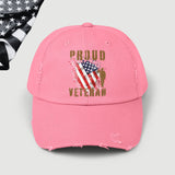 Proud American Veteran Distressed Dad Hat