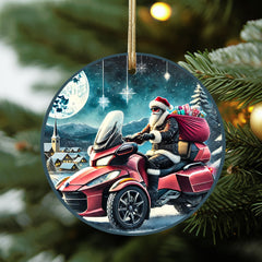 Can-Am Spyder Santa Aluminum Christmas Ornament