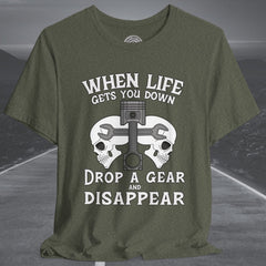Motorcycle Skull and Piston Crew Neck TShirt