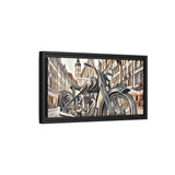 European City Motorcycle Abtract Sketch Framed Canvas Print