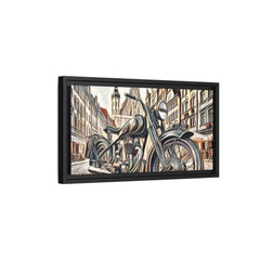 European City Motorcycle Abtract Sketch Framed Canvas Print