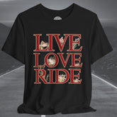 Ladies Cottage Core Live Love Ride Motorcycle Crew Neck TShirt