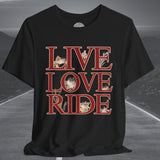 Ladies Cottage Core Live Love Ride Motorcycle Crew Neck TShirt