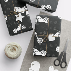 Cruiser Motorcycle Gift Wrap - Black & White Biker Design