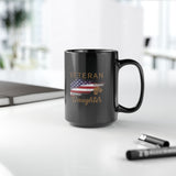 American Veteran Daughter Black Coffee Mug, 15oz