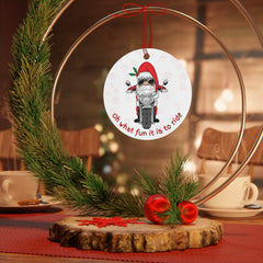 Biker Santa Aluminum Christmas Ornament