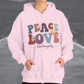 Ladies Retro Peace Love Motorcycles Hooded Sweatshirt