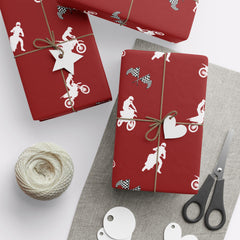 Motocross Dirt Bike Gift Wrap - Red Racing Design