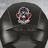 Ladies Rider Skull and Rose Motorcycle Helmet Decal