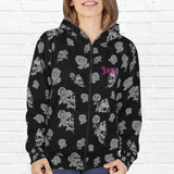 Womans Skull & Rose Customized Zipper Hoodie