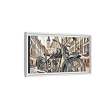 European City Motorcycle Abtract Sketch Framed Canvas Print