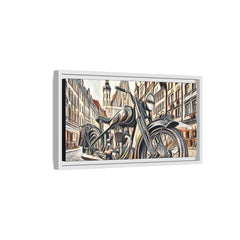 European City Motorcycle Abtract Sketch Framed Canvas Print