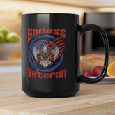 Badass Veteran Black Coffee Mug, 15oz