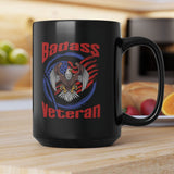 Badass Veteran Black Coffee Mug, 15oz