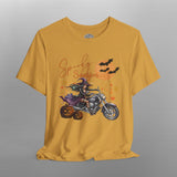 Spooky Season Biker Witch Halloween Crew Neck TShirt