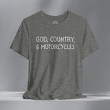 God, Country, & Motorcycles Crew Neck TShirt