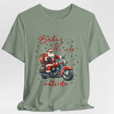 Biker Santa Christmas Crew Neck TShirt