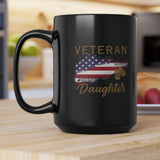American Veteran Daughter Black Coffee Mug, 15oz