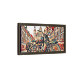 European City Motorcycle Abstract Framed Canvas Art