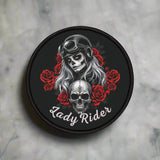 Lady Rider Skull & Roses Printed Iron-On Patch