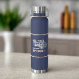 Blue water bottle with Can-Am Spyder F3 logo on a white background