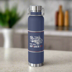 Blue water bottle with Can-Am Spyder F3 logo on a white background