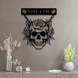 Skull and Rose Customized Steel Wall Art