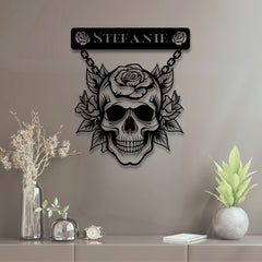 Skull and Rose Customized Steel Wall Art